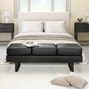 Waiting Room Bench Seating Long Bench with Metal Frame Leg-Black view 3