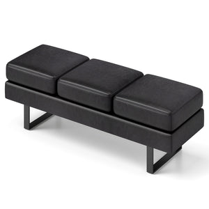 Waiting Room Bench Seating Long Bench with Metal Frame Leg-Black view 4
