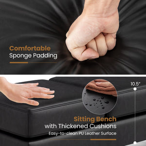 Waiting Room Bench Seating Long Bench with Metal Frame Leg-Black view 7