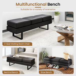 Waiting Room Bench Seating Long Bench with Metal Frame Leg-Black view 9