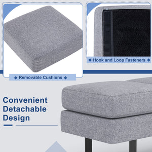Waiting Room Bench Seating Long Bench with Metal Frame Leg-Gray view 8