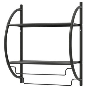 Wall Mounted 2-Tier Bathroom Towel Rack with 2 Towel Bars-Black view 4