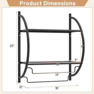Wall Mounted 2-Tier Bathroom Towel Rack with 2 Towel Bars-Black view 5