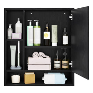 Wall Mounted, Bathroom Cabinet with Mirror Single Door-Black view 7