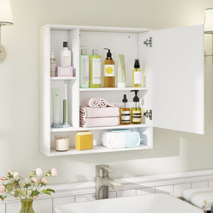 Wall Mounted, Bathroom Cabinet with Mirror Single Door-White view 3