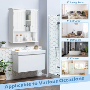 Wall Mount Bathroom Cabinet Storage Organizer with Doors and Shelves-White view 9