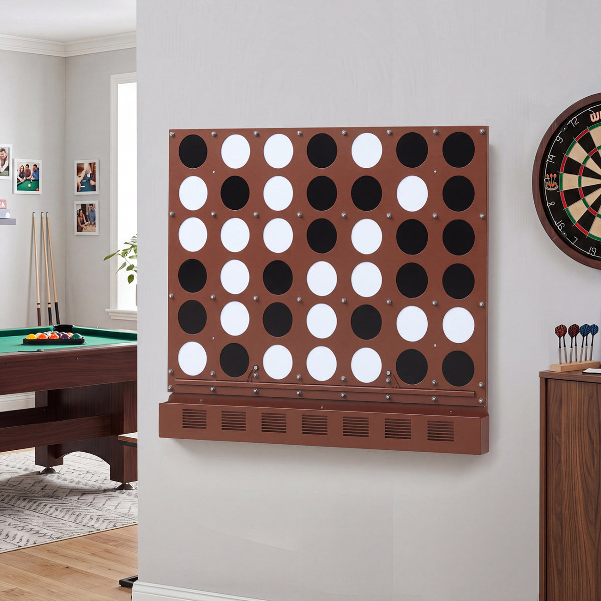 Wall-mounted Jumbo 4-in-a-Row Game with Acrylic Discs-Walnut view 2