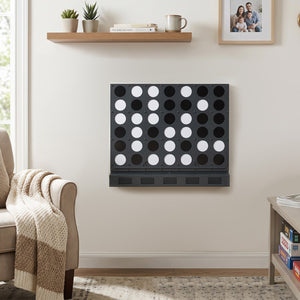 Wall-mounted Metal Connect-4 Game with Acrylic Discs-Black view 3