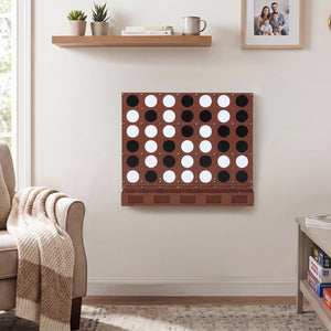 Wall-mounted Metal Connect-4 Game with Acrylic Discs-Walnut view 3