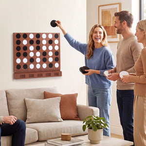 Wall-mounted Metal Connect-4 Game with Acrylic Discs-Walnut view 6