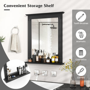 Wall-Mounted Multipurpose Vanity Mirror with Shelf-Black view 6