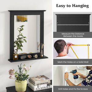 Wall-Mounted Multipurpose Vanity Mirror with Shelf-Black view 7