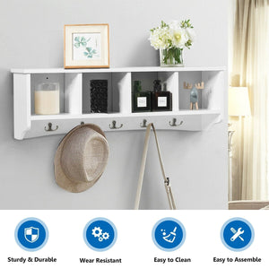 Wall-Mounted Storage Cabinet Hanging Entryway Shelf Coat Rack view 5