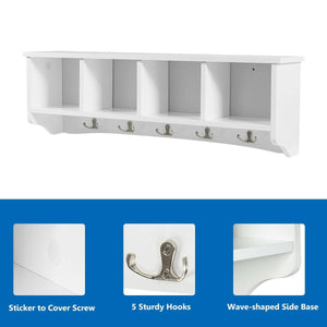 Wall-Mounted Storage Cabinet Hanging Entryway Shelf Coat Rack view 6