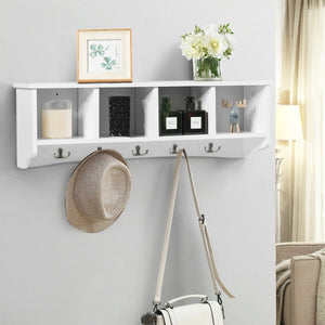 Wall-Mounted Storage Cabinet Hanging Entryway Shelf Coat Rack view 8
