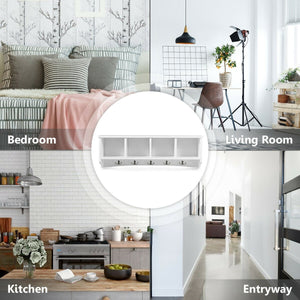 Wall-Mounted Storage Cabinet Hanging Entryway Shelf Coat Rack view 9