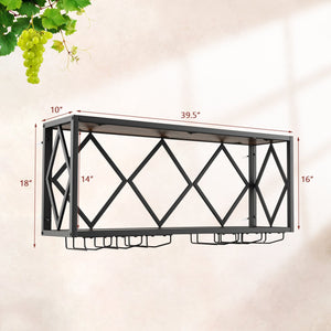 Wall Mounted Wine Rack for 39 Bottles and 12 Glasses view 5