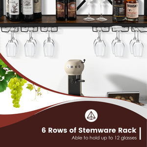 Wall Mounted Wine Rack for 39 Bottles and 12 Glasses view 7