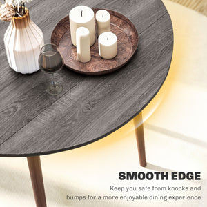 Folding Dining Table, Round Drop Leaf Kitchen Table for Small Spaces with Wood Legs, Oak – view 20
