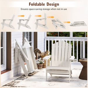 Weather Resistant HDPE Folding Adirondack Chair with High Backrest for Backyard-White view 6
