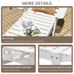 Weatherproof Patio Lounge Chair with Adjustable Back and Cup Holder-White view 7