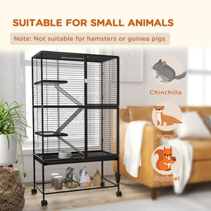 Rolling Small Animal Cage 34"H Chinchilla Cage for Ferrets, Squirrels w/ Removable Tray, Storage Shelf – view 24