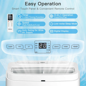 White 9000BTU 3-in-1 Portable Air Conditioner with Remote view 7