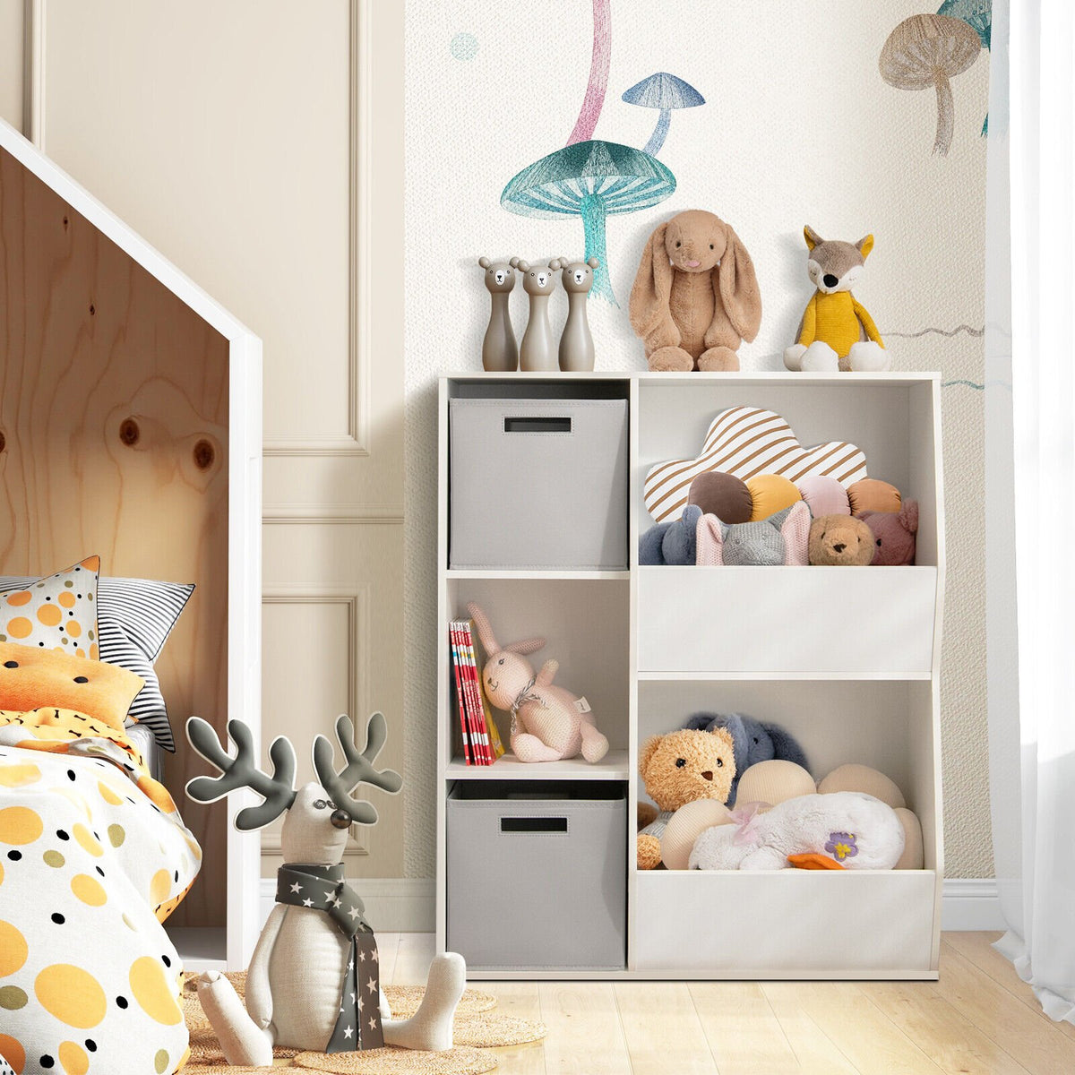 White Kids Toy Storage Cabinet Shelf Organizer view 2