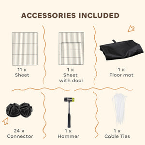 Small Animal Cage Waterproof Mat DIY Animal Playpen for Guinea Pigs Rabbits 12 Panels and Door Black