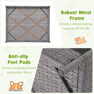 Wicker Dog House Elevated PE Rattan Dog Bed with Canopy-Gray view 8