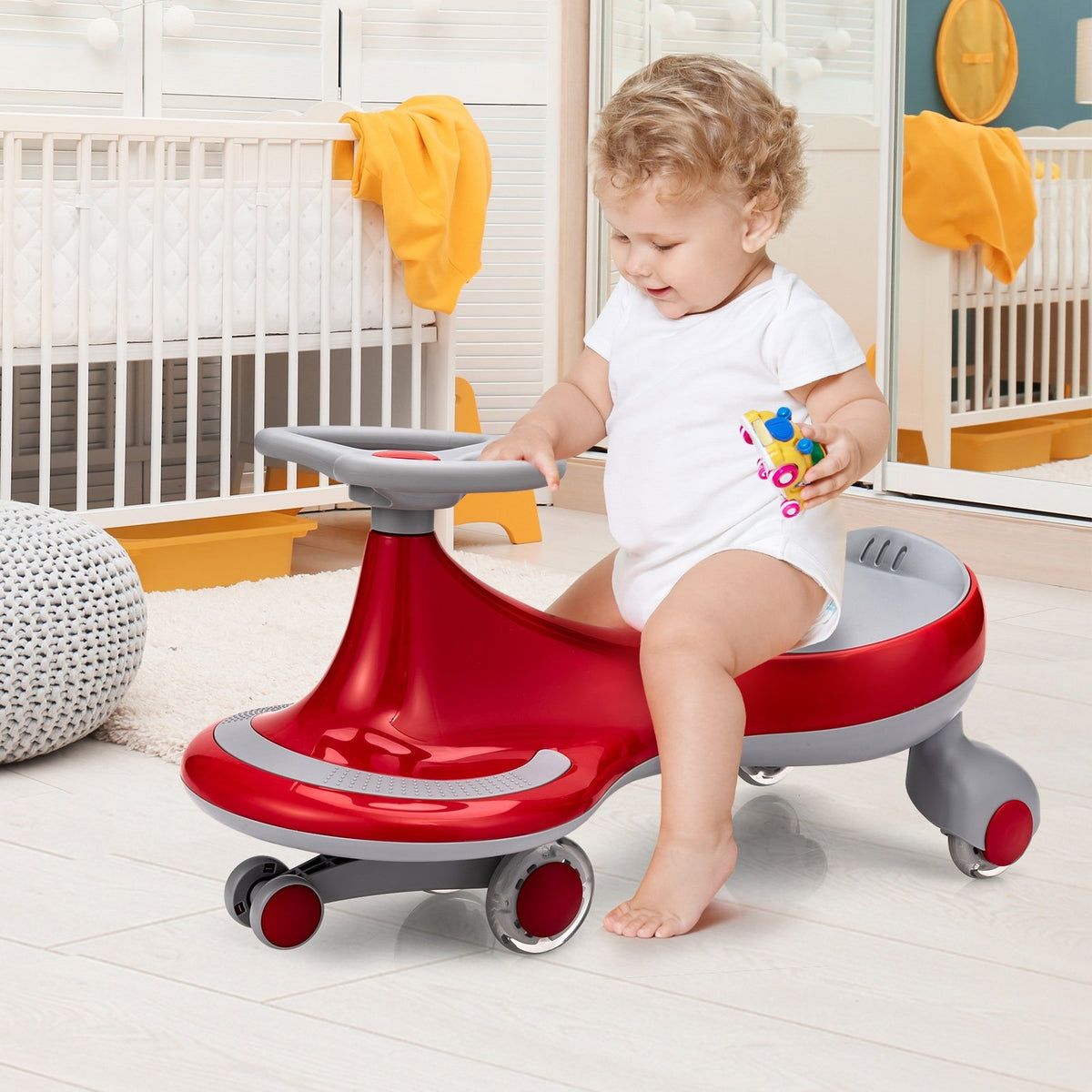 Wiggle Car Ride-on Toy with Flashing Wheels-Red view 2