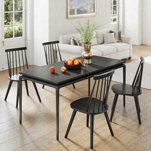 Windsor Dining Chair Set of 4 with Solid Rubber Wood Frame-Black view 2