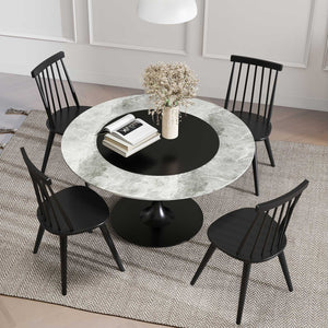 Windsor Dining Chair Set of 4 with Solid Rubber Wood Frame-Black view 3