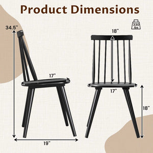 Windsor Dining Chair Set of 4 with Solid Rubber Wood Frame-Black view 4