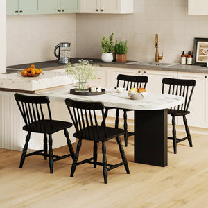 Windsor Dining Chairs Set of 2 with Curved Spindle Back-Black view 6
