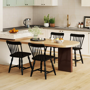 Windsor Dining Chairs Set of 4 with Curved Spindle Back-Black view 3