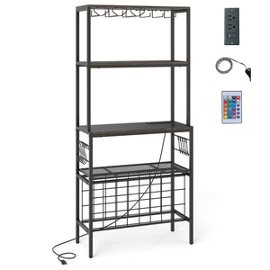 Wine Organizer with Power Outlet and Bottle Holders-Gray view 5
