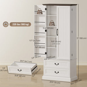 72" LED Kitchen Pantry Cabinet, Buffet Storage Cabinet with 10 Door Shelves – view 16