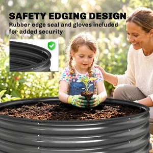 Galvanized Raised Flower Bed, 3 x 3 x 1.5 ft Outdoor Metal Raised Bed with Safety Edging and Gloves – view 12