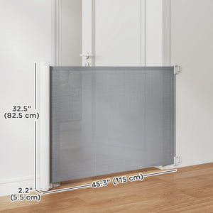 Retractable Pet Safety Barrier Gate, Flexible and Extensible for Stairways Doorways Hallways, Grey