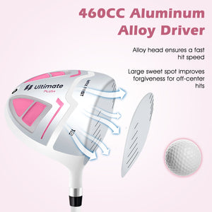 Women's Complete Golf Club Set Right Hand with Rain Hood-Pink view 9
