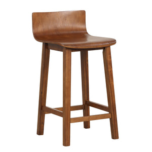 Wood Bar Stools Set of 2 with Solid Back and Seat-Brown view 4