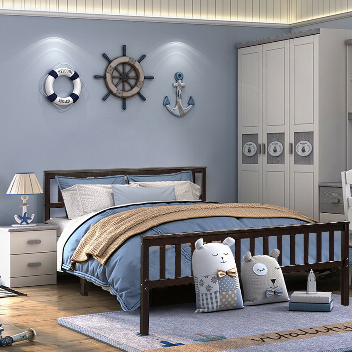 Wood Bed Frame Support Platform with Headboard and Footboard view 2