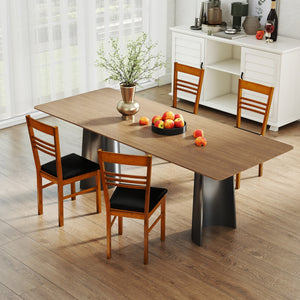 Wood Dining Chairs Set of 2 with Rubber Wood Frame-Walnut view 5