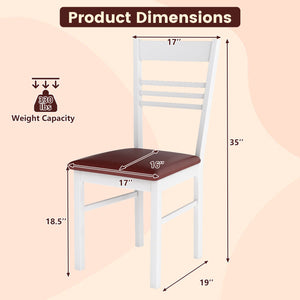 Wood Dining Chairs Set of 2 with Rubber Wood Frame-White view 4