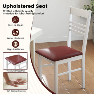 Wood Dining Chairs Set of 2 with Rubber Wood Frame-White view 6