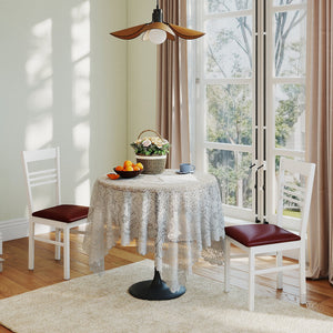 Wood Dining Chairs Set of 4 with Rubber Wood Frame-White view 5