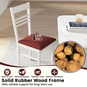 Wood Dining Chairs Set of 4 with Rubber Wood Frame-White view 7