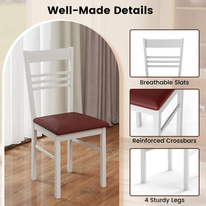 Wood Dining Chairs Set of 4 with Rubber Wood Frame-White view 9