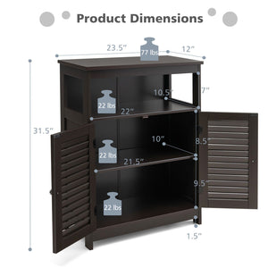 Wood Freestanding Bathroom Storage Cabinet with Double Shutter Door-Brown view 5